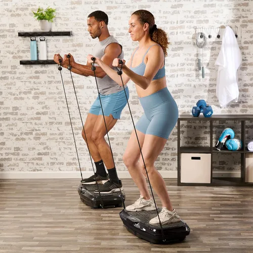 Miniatura 4 de Lifepro 3D Vibration Plate Exercise Machine — Dual Motor, 99 Speeds & 8 Presets Turbo/Hovert Vibration Platform Machine with Resistance Bands — Negro