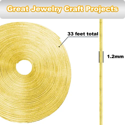 Miniatura 3 de Jishi Cadena de serpiente de oro de 33 pies de 0.047 in, cadenas para hacer joyas, collares, pulseras, suministros de joyería, hallazgos – Rollo