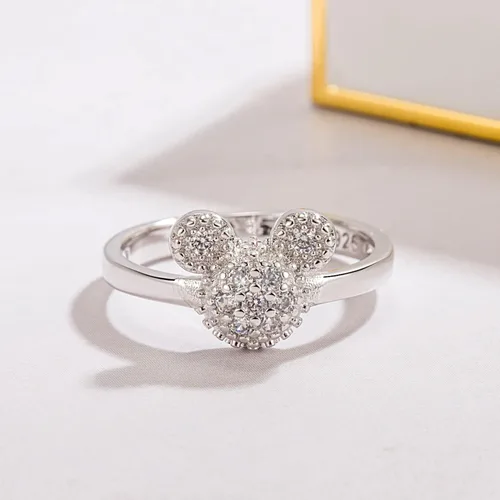 Miniatura 4 de H&Beautimer Anillos de plata de ley 925 para mujer, bonitos anillos de diseño de Mickey, joyería fina para mujeres y niñas, anillos de boda AAA CZ