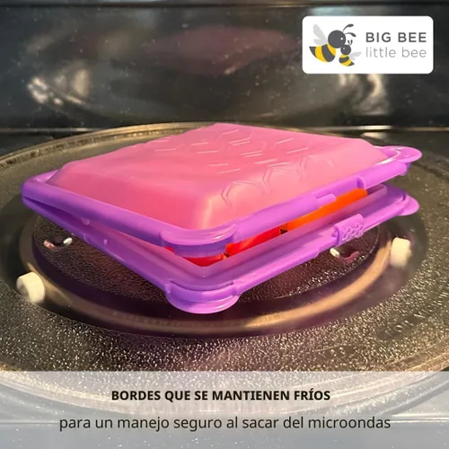 Miniatura 6 de Big Bee, Little Bee - SoftShell Contenedor de silicona reutilizable para almacenamiento de alimentos con tapa de concha conectada, fácil de limpiar