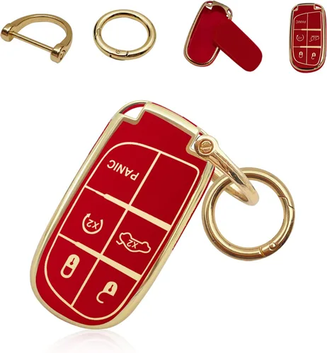 Funda para Llavero de Llave Jeep, Llavero Funda Suave de Protección Completa Carcasa para Llave, Accesorios de Automóvil para Hombres, Niñas, Rojo