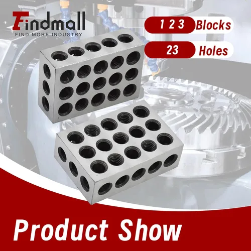 Miniatura 2 de findmall 1 x 2 x 3 Pulgadas Bloques Par Igualado Acero Endurecido 23 Agujeros Precisión 1 2 3 Bloque de Fresado para Mecanistas