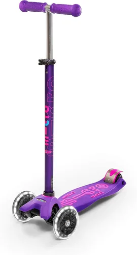 Micro Kickboard – Maxi Deluxe LED – Monopatín pequeño de tres ruedas, inclinado a girar, diseño suizo para niños con ruedas con luces LED activadas