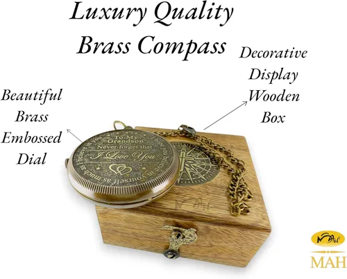 Miniatura 8 de Brass Compass Gift to My Son Never Forget I Love You, Sentimental Keepsake from Mom Dad Grandparents, Inspirational Guidance Compass Gift for Son