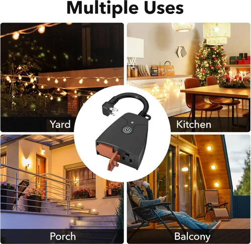 Miniatura 9 de Enchufe WiFi inteligente para exteriores, temporizador Wi-Fi de alta resistencia HBN con dos tomas de corriente con conexión a tierra, control