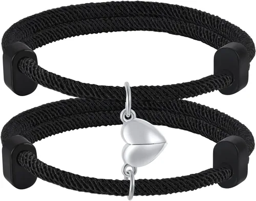 Miniatura 20 de TempBeau Pulsera para Pareja - Pulsera de Identificación Personalizada con Grabado Personalizado, Pulsera de Cuerda Trenzada para Él y Ella