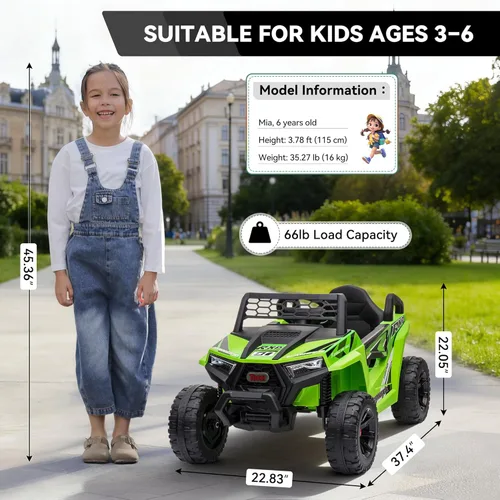 Miniatura 5 de TOBBI - Auto de juguete de 12V para paseo infantil, camión eléctrico todo terreno para niños, vehículo de 4 ruedas con batería, 2 motores duales