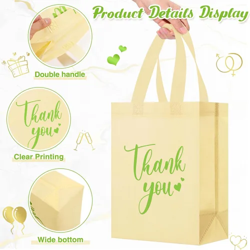 Miniatura 4 de Sweetude 30 Bolsas de Regalo de Agradecimiento con Asas al Por Mayor Reutilizables Bolsa de Dulces de Tela No Tejida Plegable Bolso de Mano