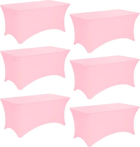 Miniatura 12 de Paquete de 2 manteles rectangulares de elastano de 6 pies, lavables, resistentes a las arrugas, para mesas plegables, bodas, fiestas, cumpleaños