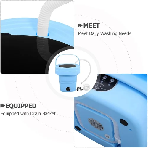 Miniatura 4 de LALAFINA Portable Mini Folding Washer Machine with Spin-dry Function for Home Dormitory Compact Lightweight Collapsible Washer with Modes for Small