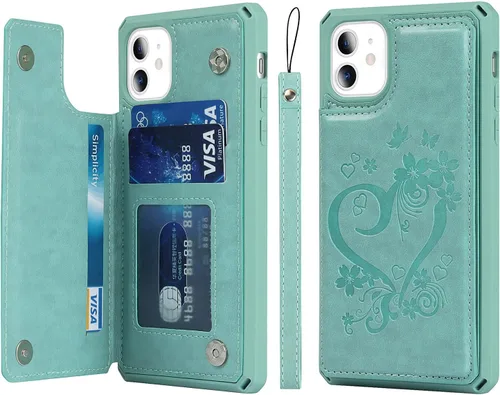 Miniatura 18 de Cavor para iPhone 11 Funda con tarjetero, para iPhone 11 Funda tipo cartera para mujeres y hombres, Funda para teléfono tipo cartera con soporte