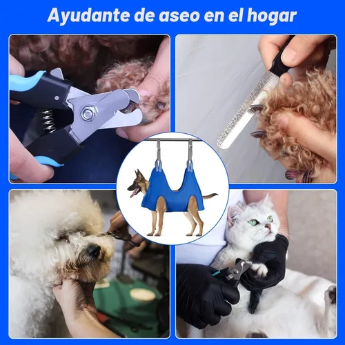 Miniatura 7 de ATESON Hamaca de Aseo para Mascotas con Cortauñas/Recortadores de Uñas/Tijeras de Aseo, Arnes de Aseo para Perros para Recortar Uñas, Correa de Aseo