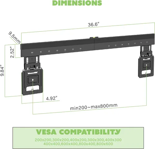 Miniatura 7 de Soporte de pared ultra delgado para televisores de 43 a 100 pulgadas, Vesa 200 x 200-800 x 600, 165 libras, solo perfil .37, soporte, contactos