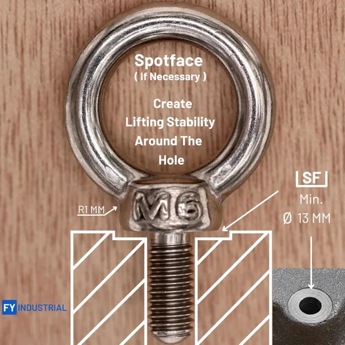 Miniatura 4 de Perno de ojo de elevación del hombro de la maquinaria del acero inoxidable (M6, 10 artículos)