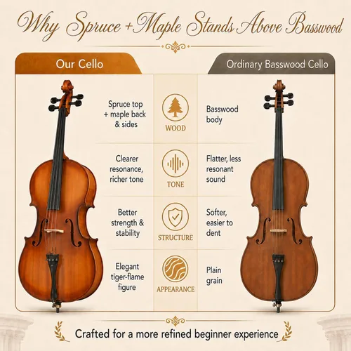 Miniatura 3 de Kit de violonchelo acústico 4/4 para adultos, principiantes, juego completo de violonchelo de tamaño completo con bolsa portátil, arco, colofonia