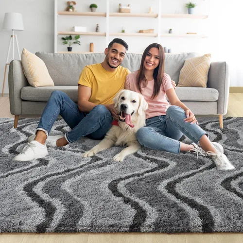 Miniatura 2 de Noahas - Alfombras mullidas de 4 x 6 pies para dormitorio y sala de estar, alfombra gruesa y peluda de color gris, alfombra de suelo antideslizante