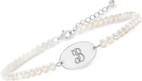 Miniatura 3 de Ross-Simons Tobillera personalizada con perlas cultivadas de 0.138-0.177in en plata de ley, Perla, no conocido