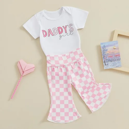 Miniatura 101 de Sejardin Ropa de verano para bebé y niña, recién nacida, manga corta, con letras, mameluco elástico con diadema