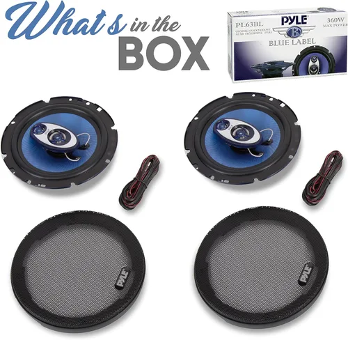 Miniatura 6 de Pyle 6.5" Sistema de altavoces de sonido de 3 vías - 180 W RMS/360W de manejo de potencia con impedancia de 4 Ohm y tweeter piezo de 3/4