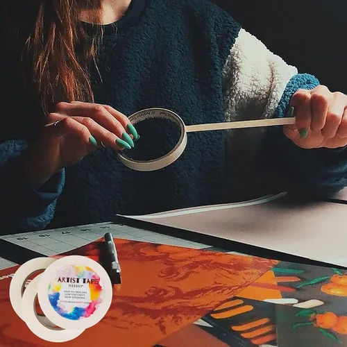 Miniatura 6 de Cinta de artista para arte de dibujo, paquete de 3 cintas adhesivas blancas sin ácidos para pintura de acuarela, marco de lienzo, 0.8 pulgadas