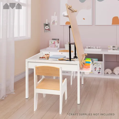 Miniatura 5 de Milliard Juego de mesa y silla de arte 2 en 1 para niños, mesa de actividades con almacenamiento, transformación de caballete, 5 vasos de pintura