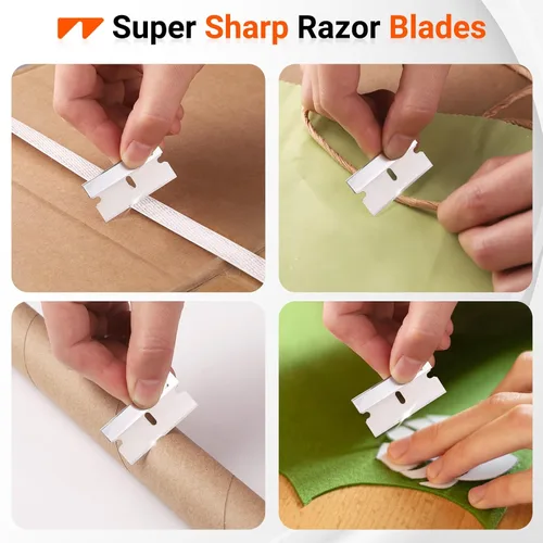 Miniatura 7 de WRAPXPERT Cuchillas de afeitar de un solo filo, paquete de 100 cuchillas de afeitar de un solo filo, hoja de acero inoxidable para herramienta