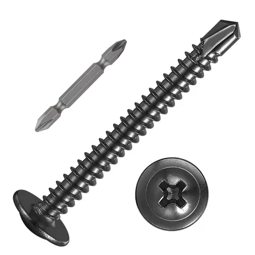 Miniatura 12 de (200 piezas) Wensilon #10×1" para Tornillos Autorroscantes para Chapa Metálica de Acero Inoxidable 410 con Cabeza de Brida de Alta Resistencia