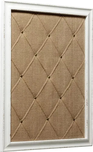 Miniatura 2 de Tablero de tela de lino blanco antiguo, tablero de mensajes de 21 x 27 pulgadas, decoración de pared, tablero de anuncios de arpillera, tableros