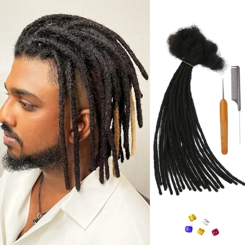 Miniatura 27 de 0.2 in y 0.2 in de ancho, 4-14 pulgadas de 10, 30, 60, 100 hebras de extensiones de cabello humano 100% real para hombres/mujeres/niños, paquetes