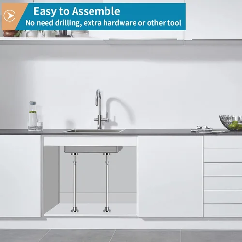 Miniatura 5 de 2 soportes de fregadero ajustables para montaje inferior, soporte de fregadero de acero inoxidable, sistema de instalación y reparación sin taladros
