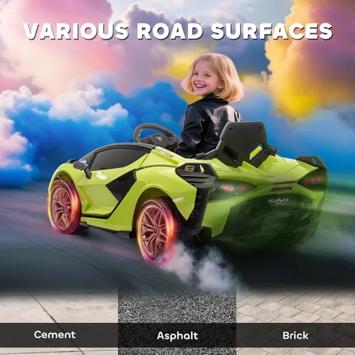 Miniatura 8 de Aosom 12 V Auto de paseo Lamborghini SIAN con licencia, automóvil eléctrico con batería para niños con control remoto, bocina, música y faros