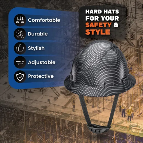 Miniatura 2 de Casco de ala completa actualizado, ventilado, acolchado, aprobado por la OSHA Tipo 1 Clase C para trabajos de construcción, cascos de construcción