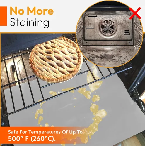 Miniatura 2 de Revestimientos de horno para la parte inferior del horno, plateados de 17 x 25 pulgadas, tapetes gruesos grandes de alta calidad, revestimiento