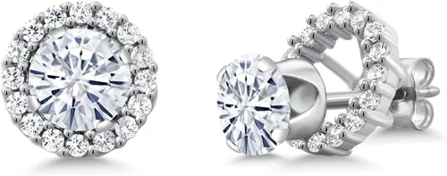 Miniatura 85 de Gem Stone King Aretes redondos de plata de ley 925 de 0.236 in con piedra natal extraíble para mujer