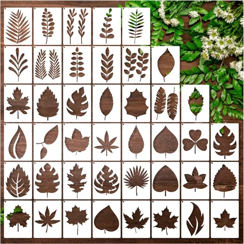Plantillas de Hojas para Manualidades Hojas Pequeñas y Ramas Planta Plantilla para Pintar en Madera Tarjeta de Elaboración de Tarjetas, Pequeñas