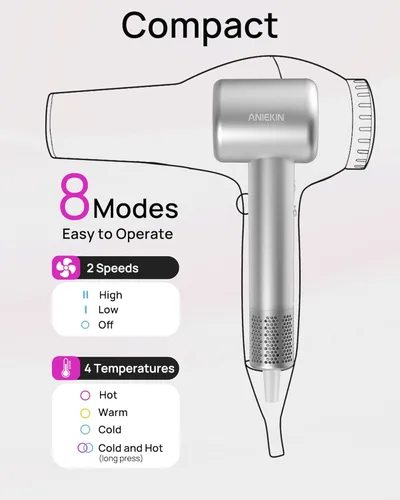 Miniatura 6 de Secador de Pelo, Secador de Pelo Iónico de Alta Velocidad y Bajo Ruido para Secado Rápido, Regalos de Cumpleaños y Navidad para Mujeres, Hombres