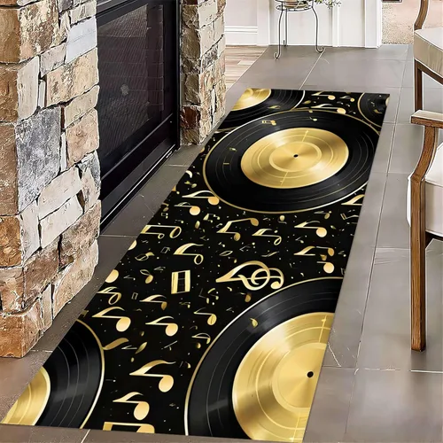 Miniatura 9 de Alfombra de pasillo de piano, 2 x 7 pies, retro, teclado de piano blanco y negro, tapete antideslizante para interiores, para amantes de la música