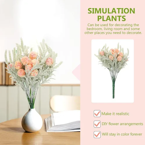 Miniatura 6 de Beavorty 2 decoraciones artificiales secas de diente de león para salas de casa, cola de conejo, arreglos florales de boda, elegantes dientes