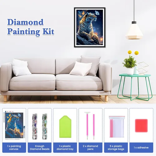 Miniatura 5 de RICUVED Kits de arte de diamantes para adultos, kits de arte de diamantes de tigre, arte de diamantes de fantasía 5D, cielo estrellado, gemas