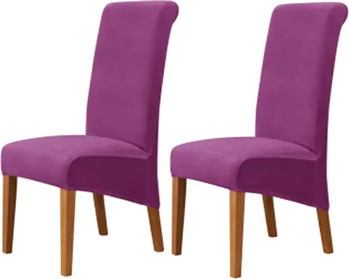 Miniatura 32 de Stretch Velvet Dining Chair Slipcovers Solid Color Armless Chair Cover with Elastic Bottom for Dining Room Kitchen Banquet (Blue, Set of 2)