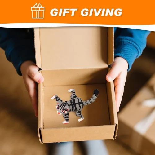 Miniatura 85 de Yipintang Criaturas Impresas en 3D Animales Flexibles - Juego de Animales Fidget de 7 Pulgadas para Decoración de Estantes (Pareja de León Adulto)