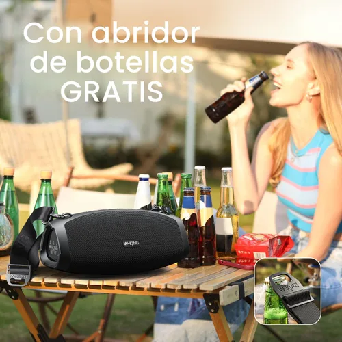 Miniatura 5 de W-KING Altavoz Bluetooth Potente, Altavoces Portátiles Bluetooth Inalámbricos de 120W Máximo, IPX6 Impermeable Altavoz Grande para Fiestas al Aire