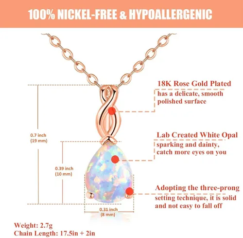 Miniatura 7 de Collar de ópalo chapado de 18 quilates oro blanco y oro rosa para mujer