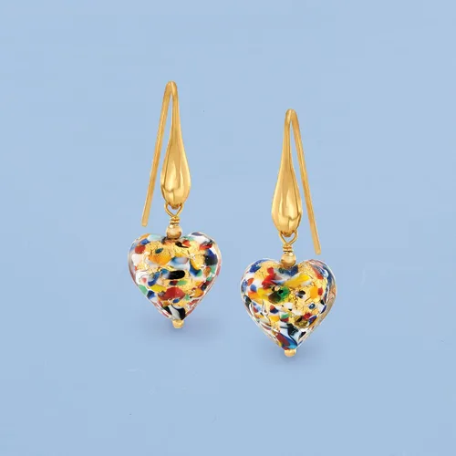 Miniatura 5 de Ross-Simons Pendientes de gota de cristal de Murano italiano en oro de 18 quilates sobre plata esterlina Plata de ley no conocido