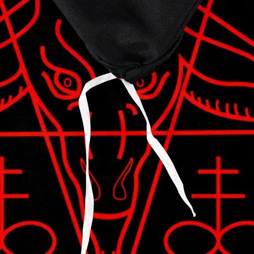 Miniatura 4 de Baphomet and Lucifer Bedding - Juego de funda de edredón de 3 piezas, tamaño Queen, funda de edredón con cierre de cremallera, 4 lazos en las Black02