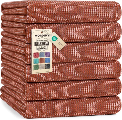Miniatura 9 de Mordimy Paquete de 6 paños de cocina de alta calidad (18 x 28 pulgadas, negro), toalla de mano grande de algodón, paños planos y de rizo para secar