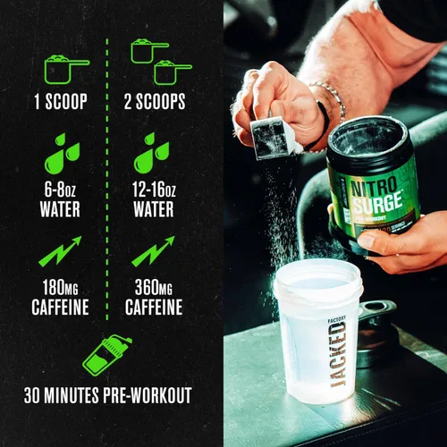 Miniatura 4 de Jacked Factory NITROSURGE Suplemento Pre Entrenamiento - Potenciador de Energía, Ganancias Instantáneas de Fuerza, Enfoque Claro y Bombeos Intensos