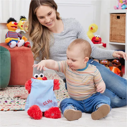 Miniatura 7 de GUND Sesame Street - Peluche animado oficial de Peek-a-Boo Elmo de Muppet de Plaza Sésamo, juguete sensorial de felpa prémium para edades de 18 Azul