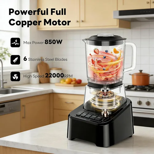 Miniatura 6 de Simple Deluxe Licuadora para batidos, potente batidora de encimera de 850 W para cocina, jarra de vidrio grande de 54 onzas, 4 velocidades con pulso