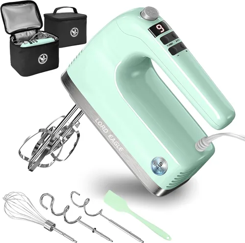 Miniatura 13 de Lord Eagle Batidora de mano digital de 9 velocidades, mezclador de cocina con motor de CC de 500 W para hornear pasteles, batidores de huevos Blanco